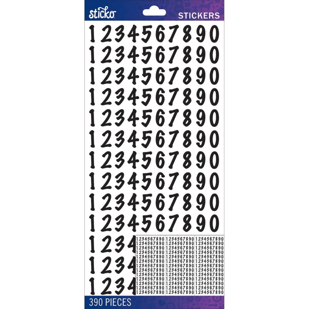 Crafts Stickers Sticko Black Dot Numbers 0-9 Repeats X 3 Sheets Medium