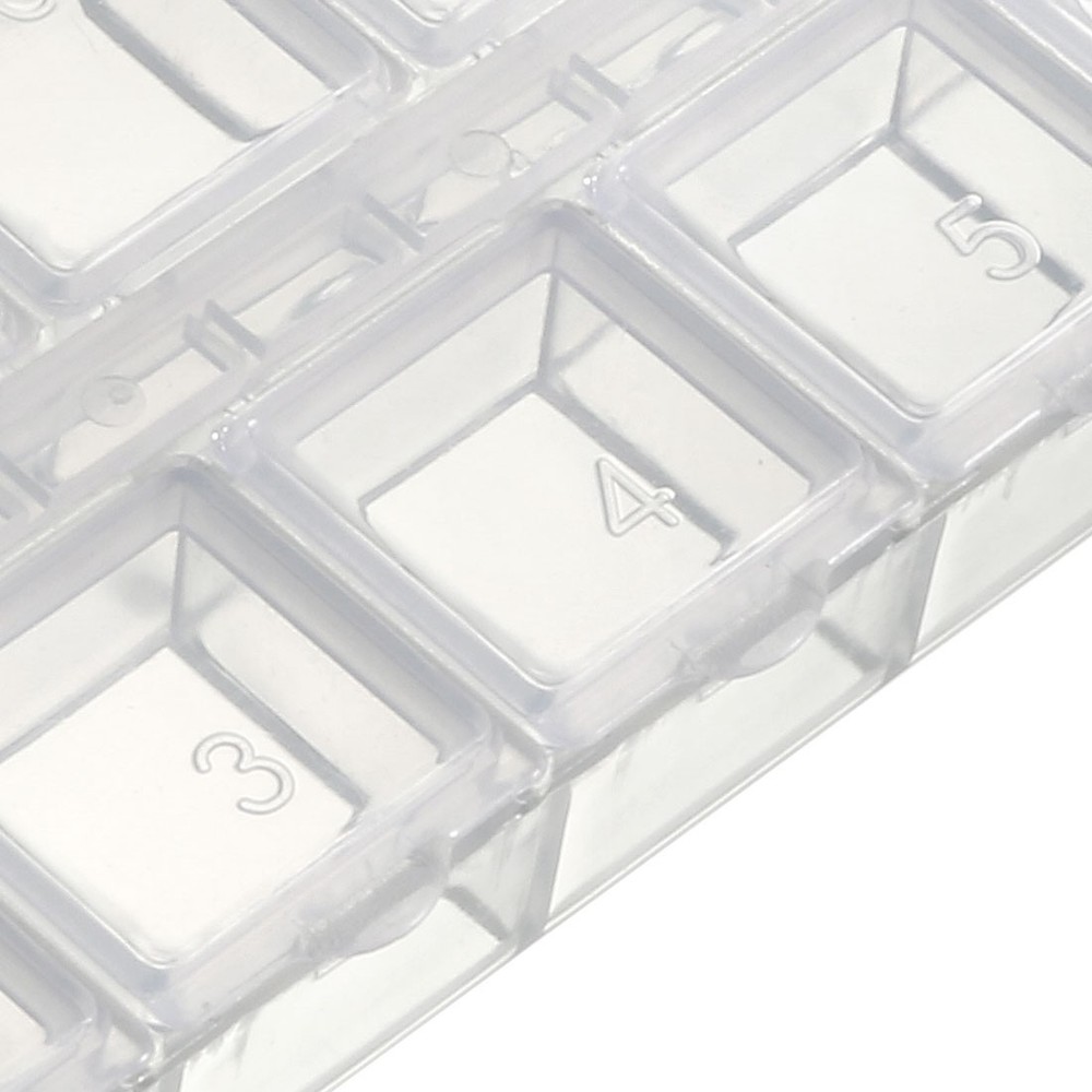 Component Storage Box PS Fixed 12 Grids Clear White 130x52x15mm 2pcs