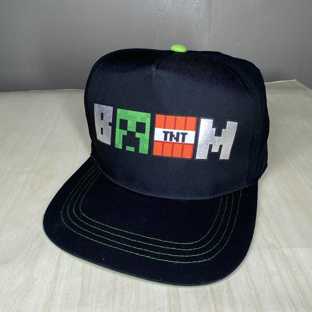 Minecraft BOOM Youth Hat Black Snapback Adjustable Baseball Cap OSFM