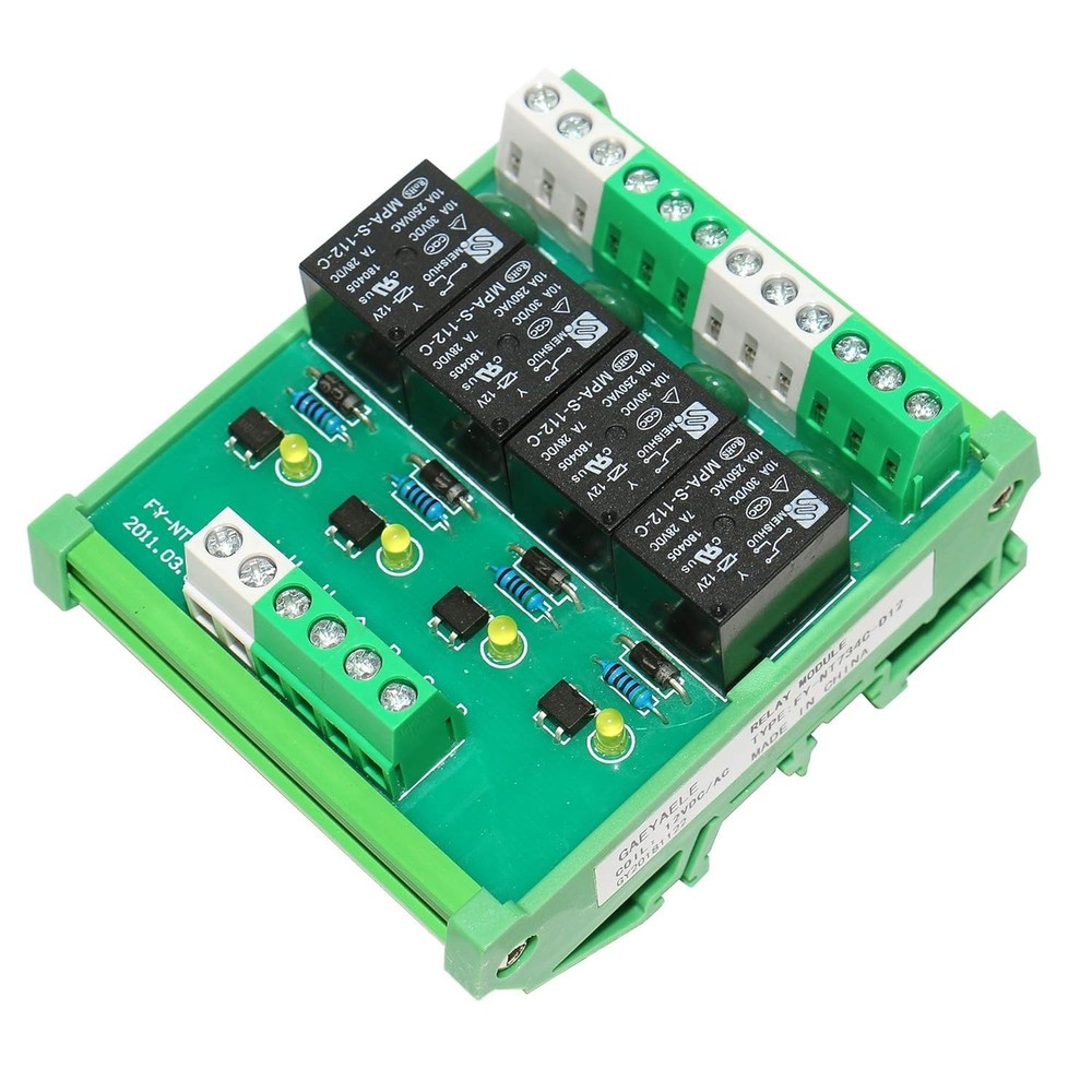 High-Performance 4 Channel DIN Rail Relay - 10A Switching Current, Certified