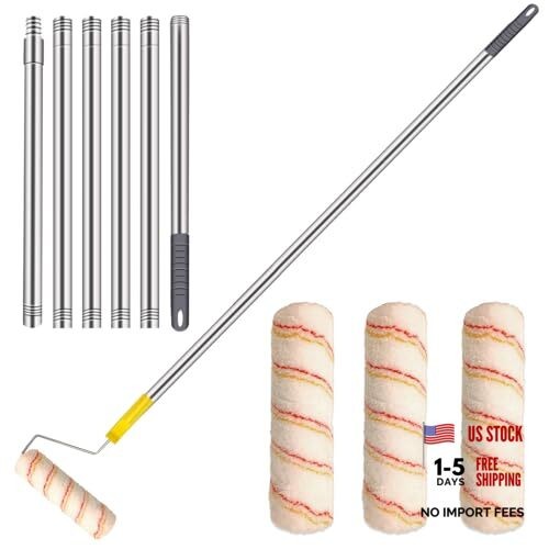 Paint Roller Kit,Paint Roller Brush Set Stainless Steel 8FT Paint roller kit