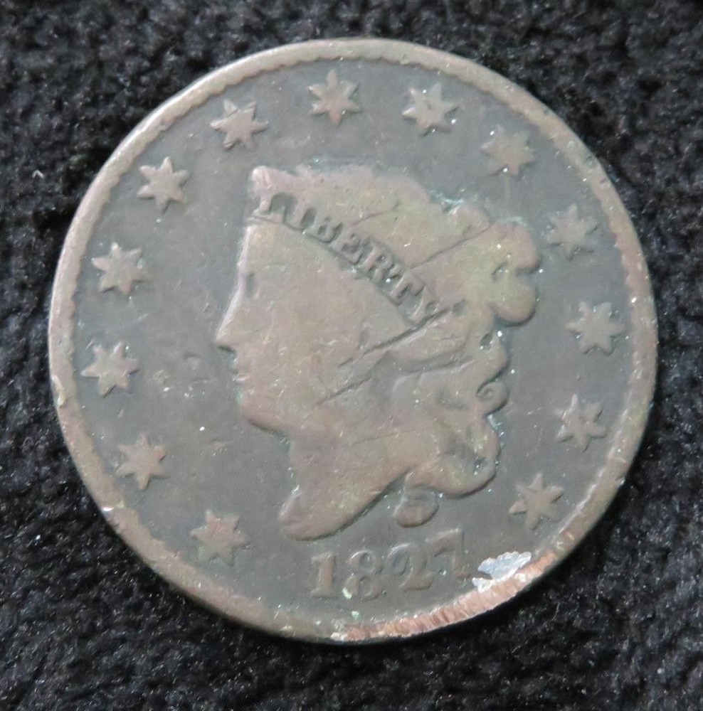 1827 Large Cent * Bad Damage on Rim * 5788