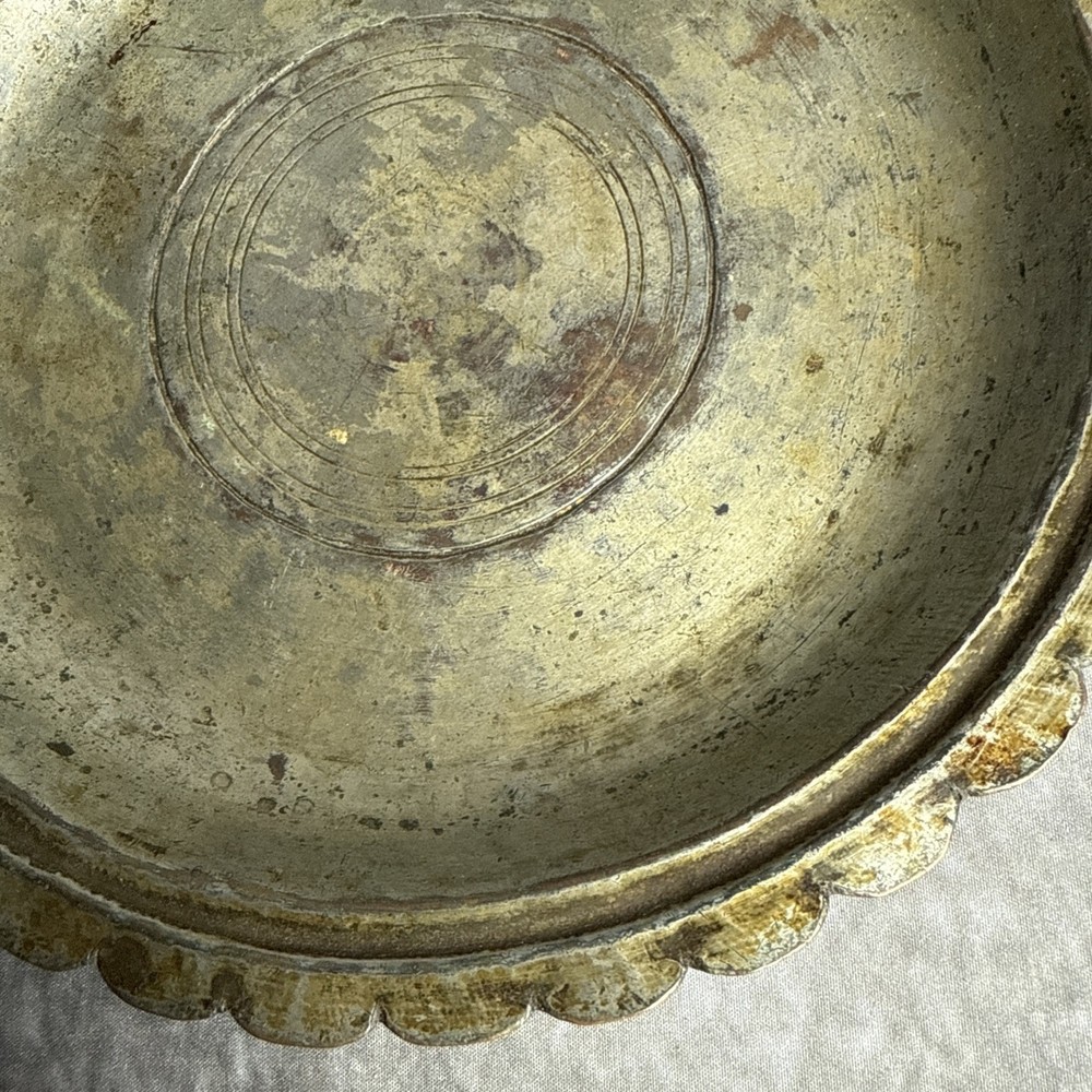 Antique Silver Plated Hammered Bowl Dish Marked 8 1/2”