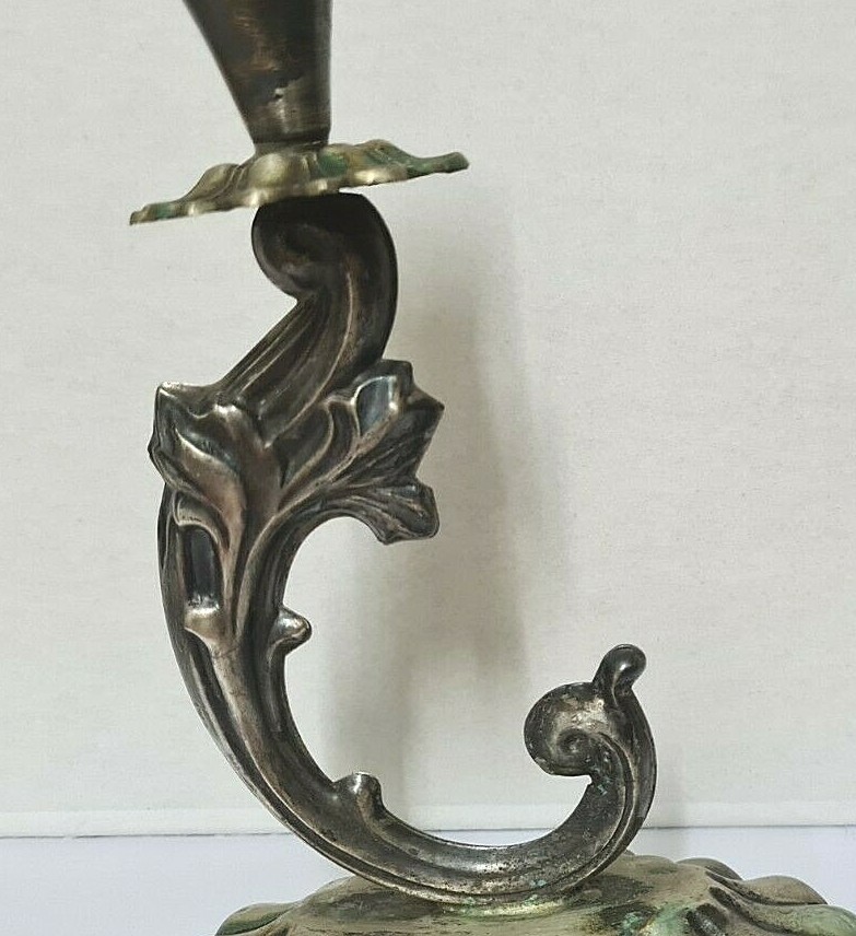 pair of decorated silver candlesticks Signed 800