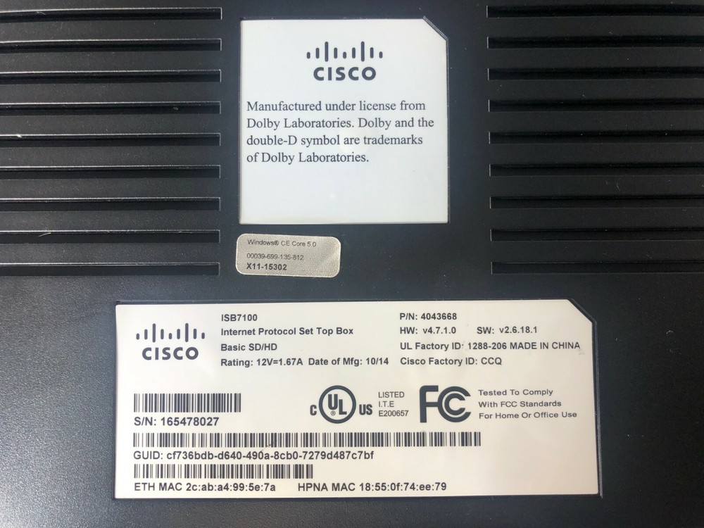 Cisco ISB7100 IP Set Top Box STB SD/HD 4043668