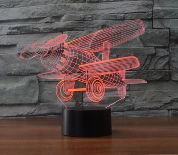 7 Colors Changing 3D Desk Table Lamp Airplane 3D illusion Night Light LED Touch
