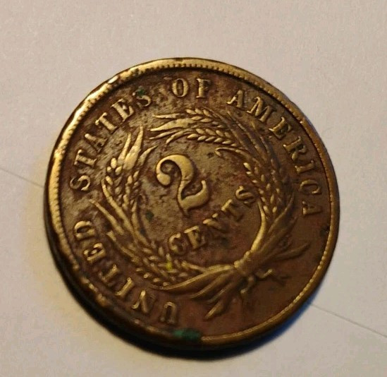 1864 2C Two Cent Piece, Large Motto