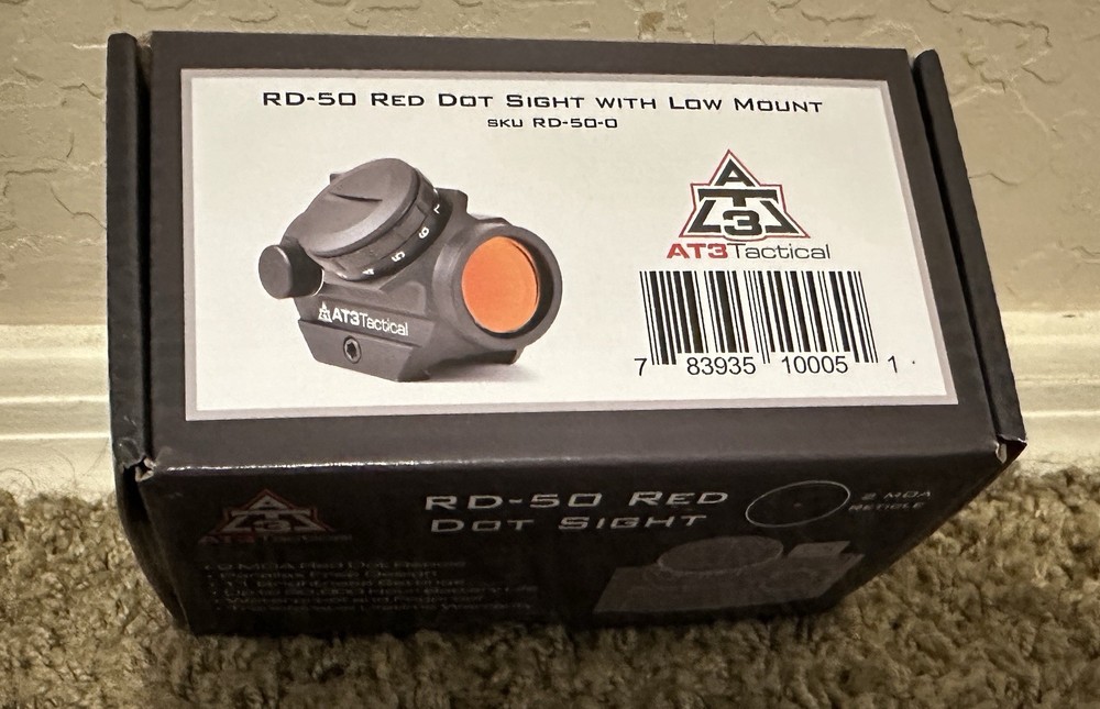 AT3 Tactical RD-50 Micro 2 MOA Red Dot – Low Picatinny Mount with Box