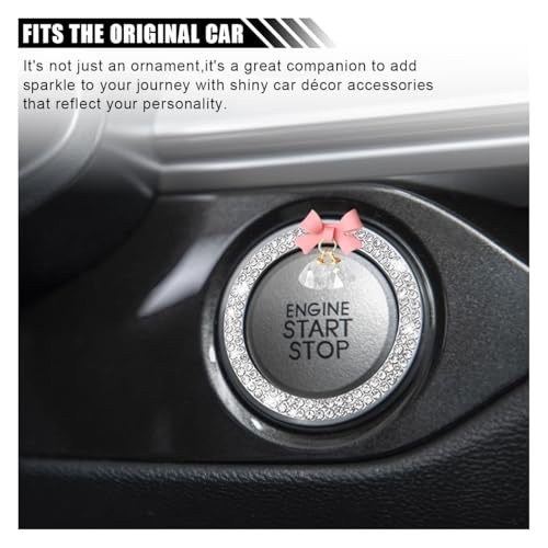Bling Diamond Car Engine Start Stop Button Decoration Ring, Crystal White
