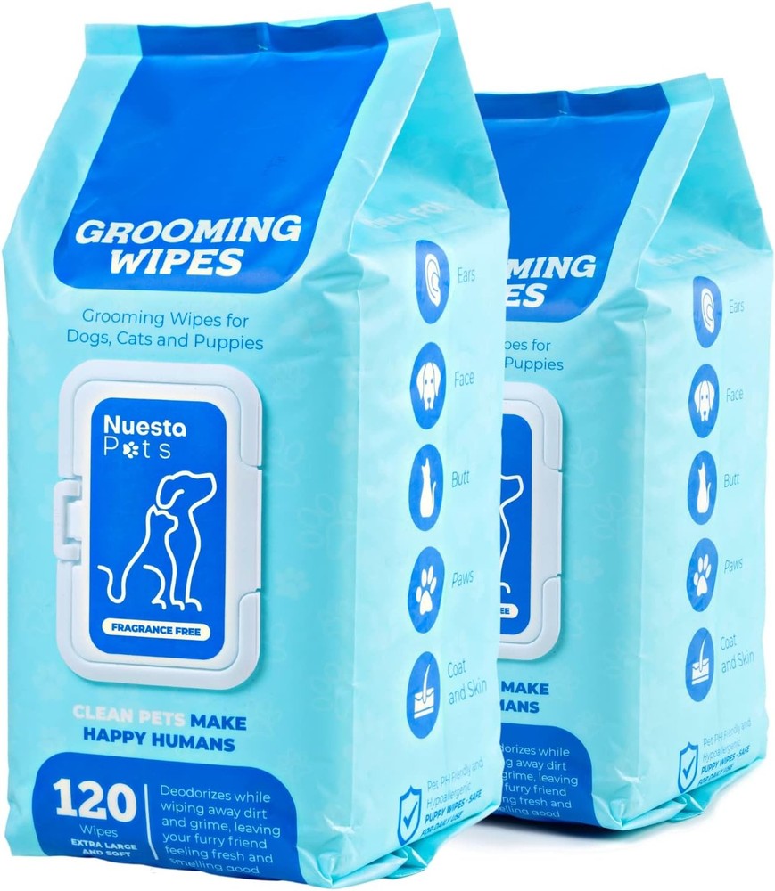 Pets XL Hypoallernic Pet Wipes - Deodorizing No Bath Cleaning for Dogs &