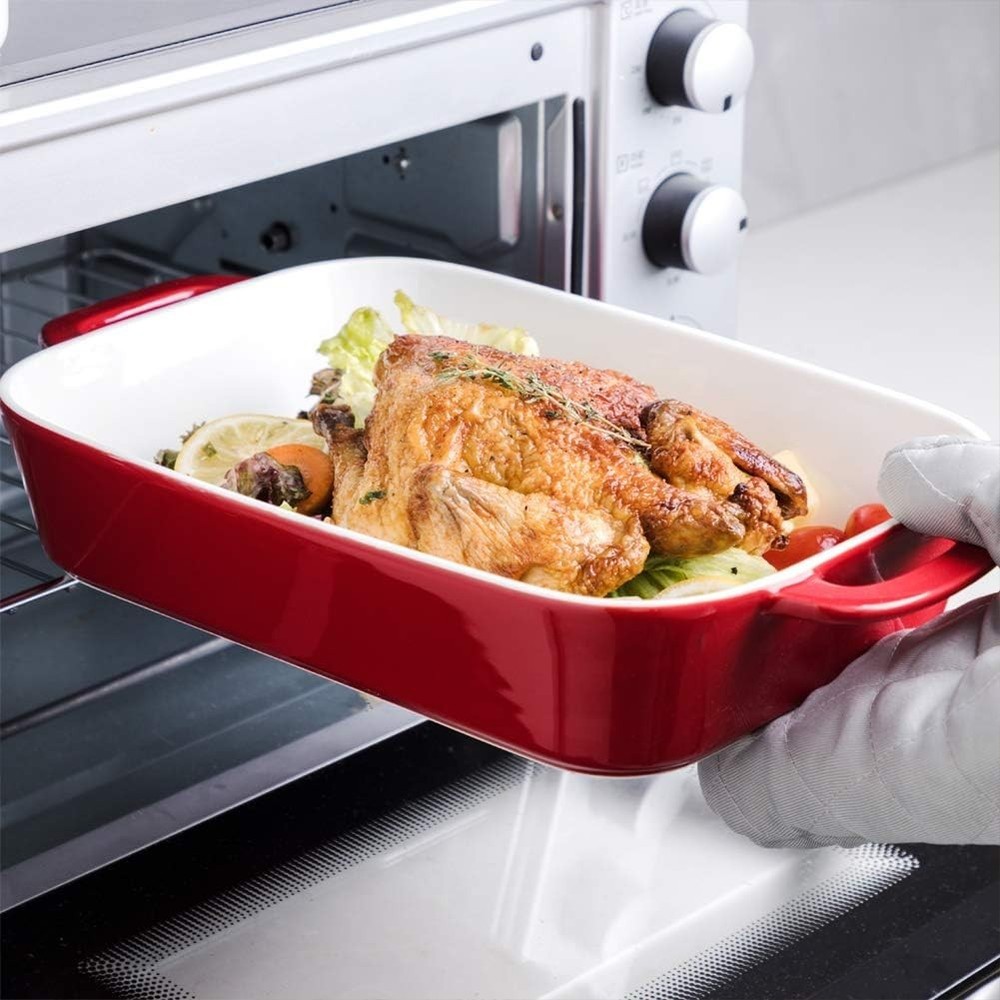 Sophisticated Rectangular Bakeware Set - Non-Stick, Dishwasher Safe Ceramic Pans