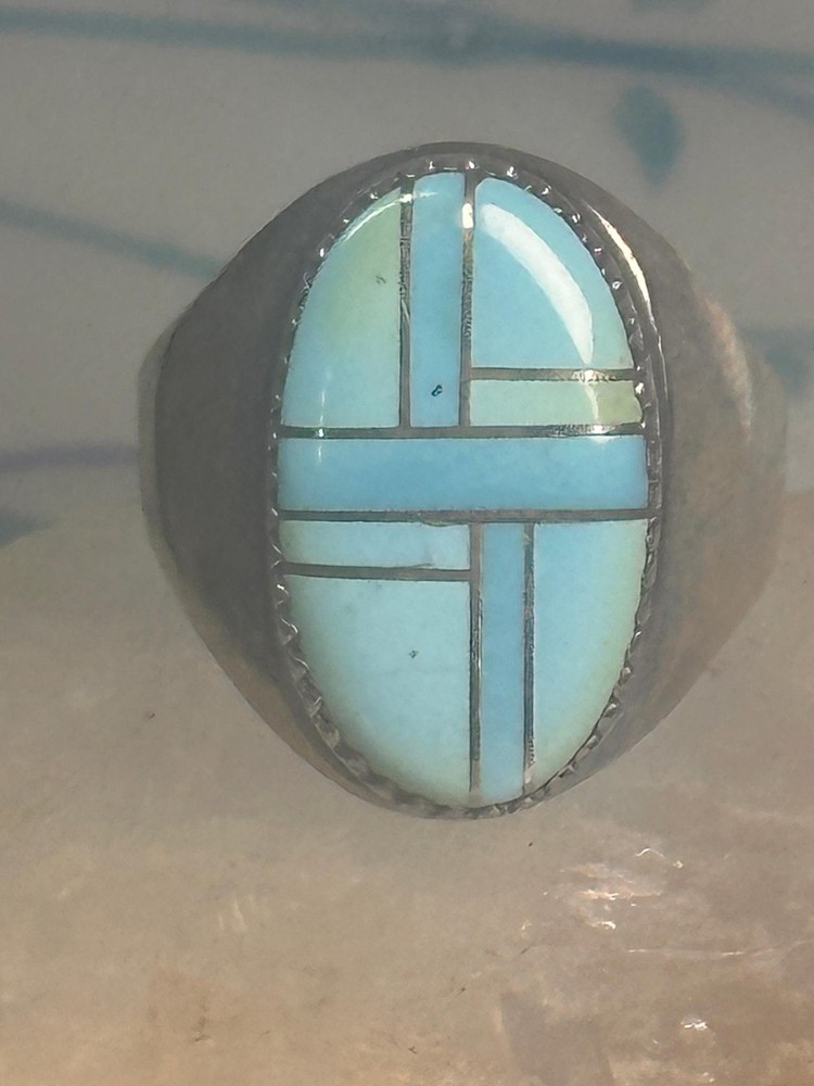 Zuni ring Turquoise band size 10.25 sterling silver