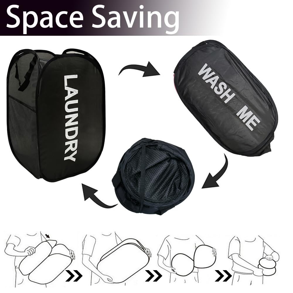 Aplter Collapsible Laundry Basket Foldable Hamper Pop Up Large, Black