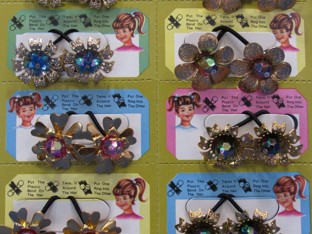 Pony Tail Holders ~ Full Dime Store Display Card 1950's