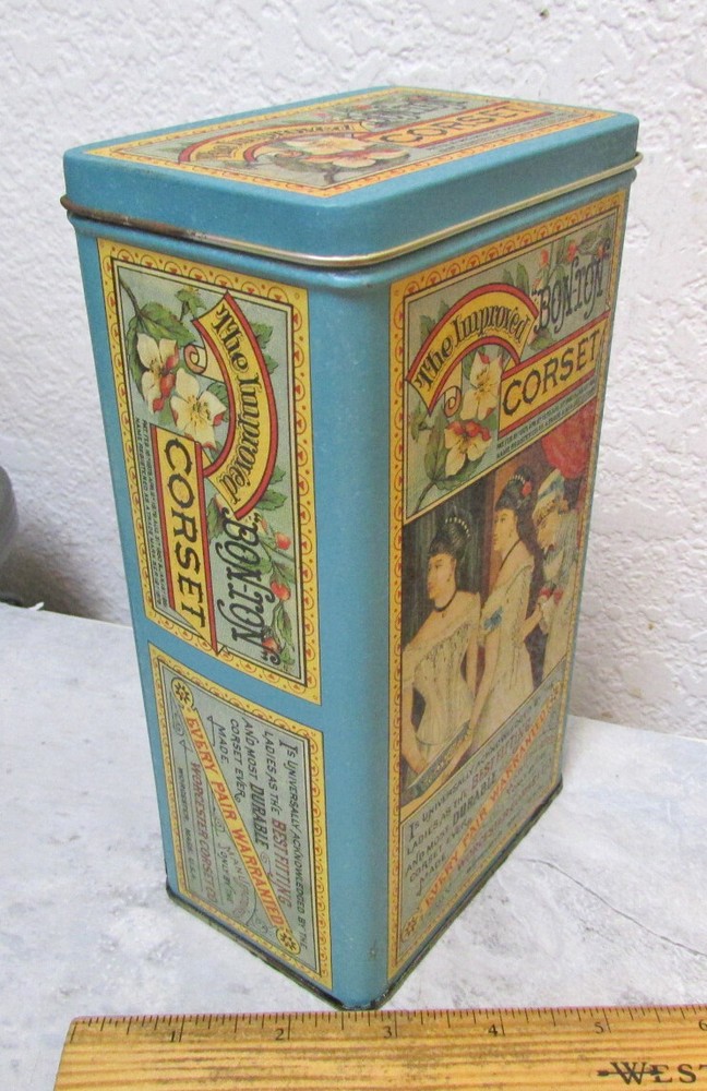 Reproduction Bon-ton corset empty tin, a fun & beautiful decor , nice graphics