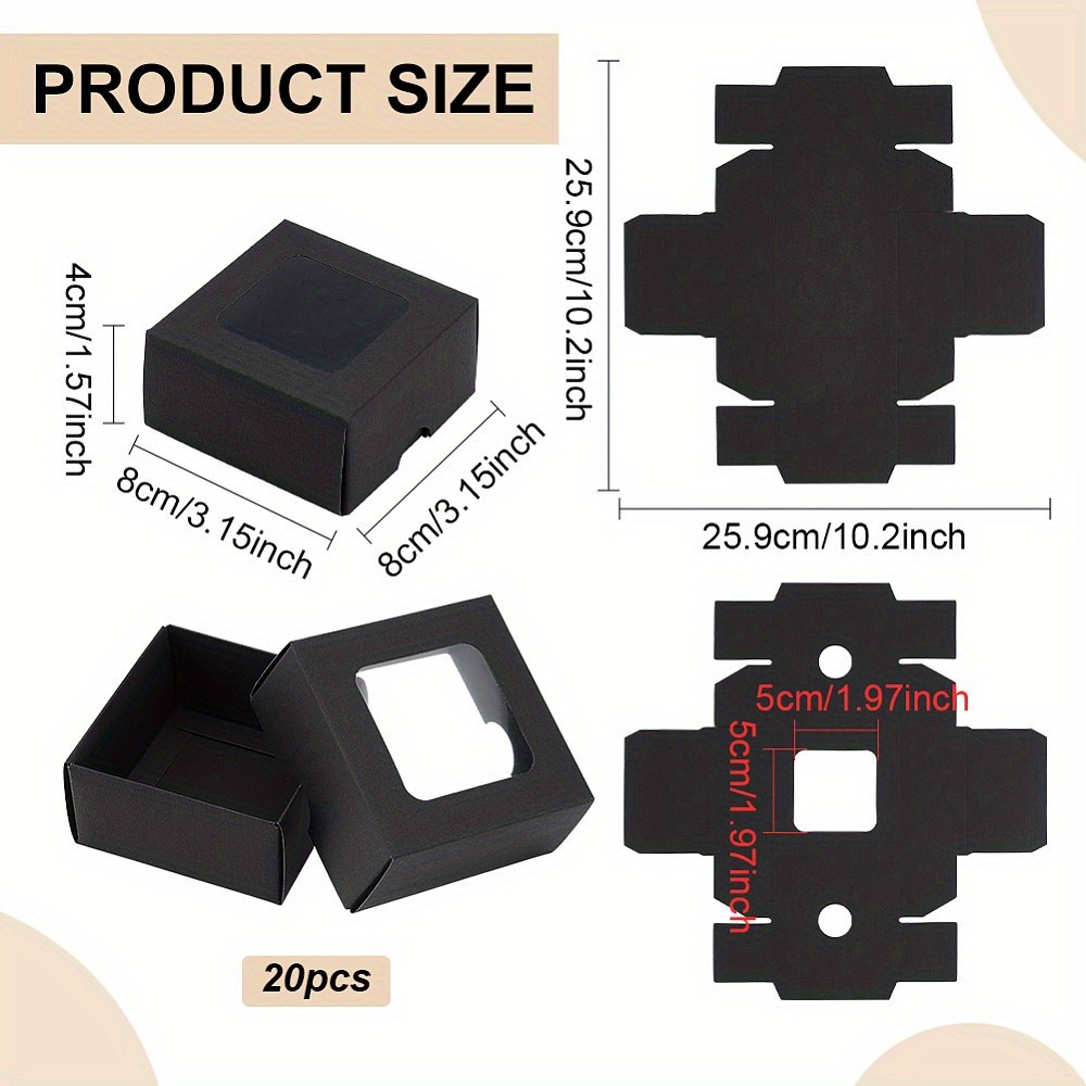 20pcs Square Kraft Paper Storage Gift boxes Visible Winbow Gift Packaging Case