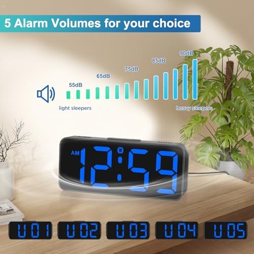Peakeep Small Digital Alarm Clock Plug in for Bedrooms Assorted Colors
