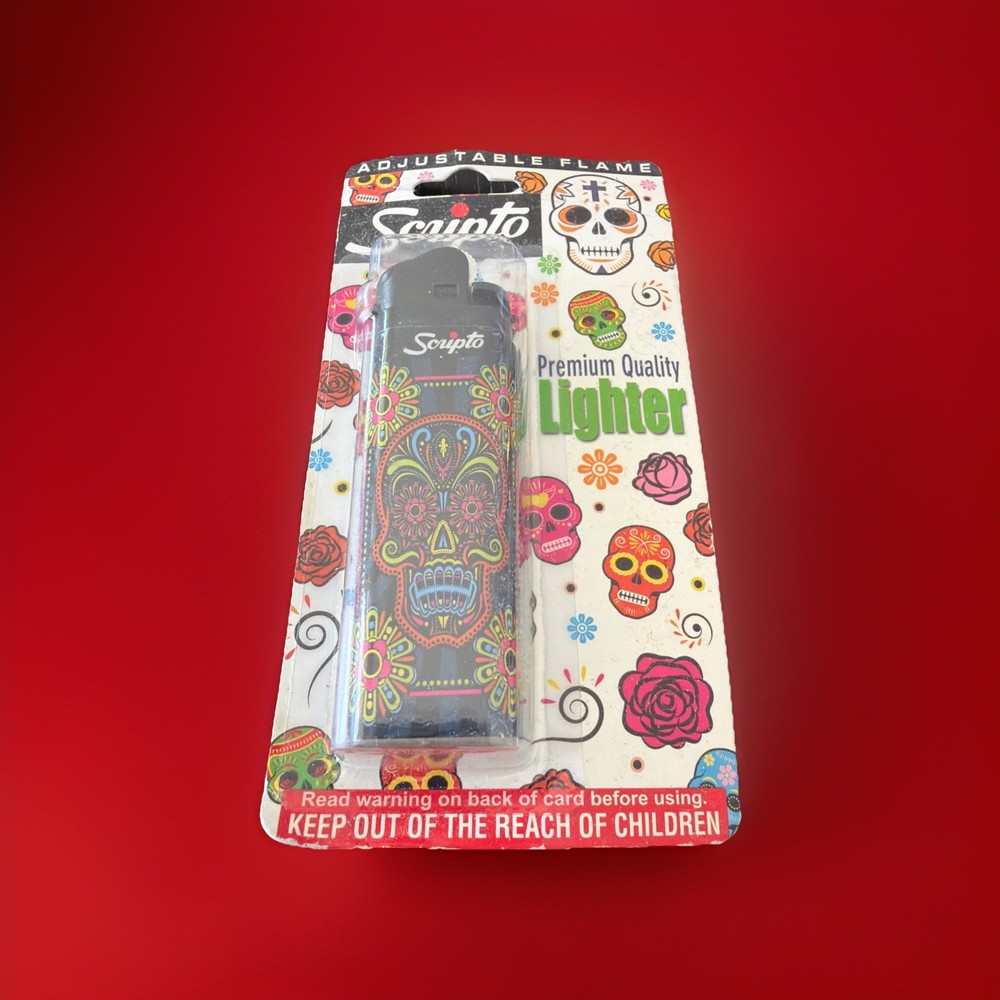 Scripto Premium Quality Lighter *Colorful Skull Design* (Adjustable Flame)