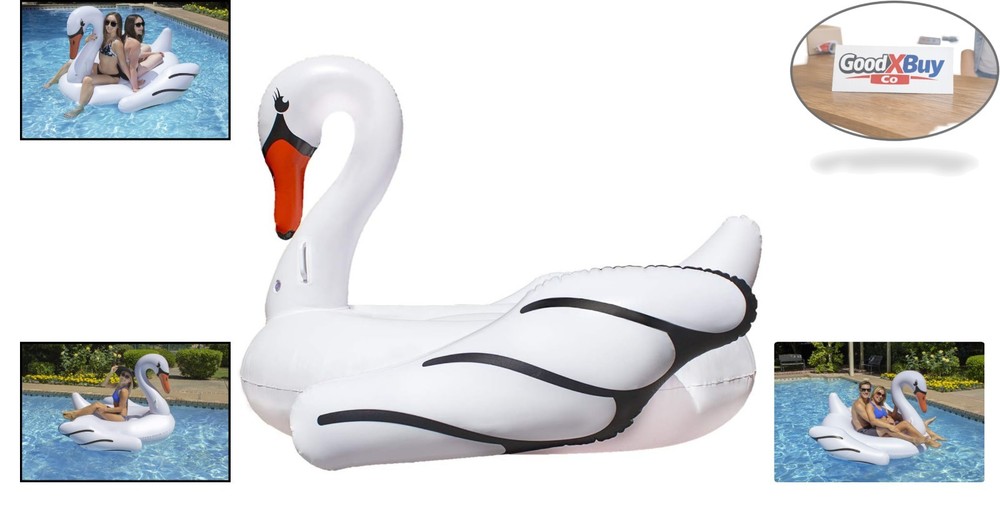Large White Swan Pool Float - Extra Large Lounge & Ride Float for Kids & Adul...