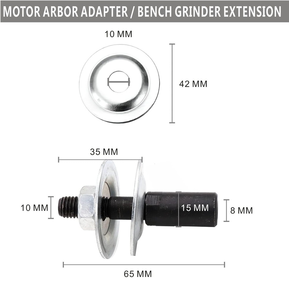 Durable 8mm Motor Shaft Extender - Bench Grinder Adapter with Tools Included
