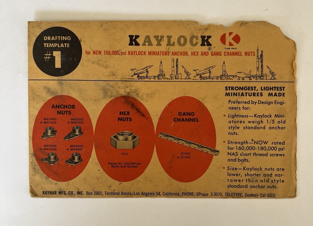 VINTAGE KAYLOCK MINIATURES DRAFTING TEMPLATE # 1