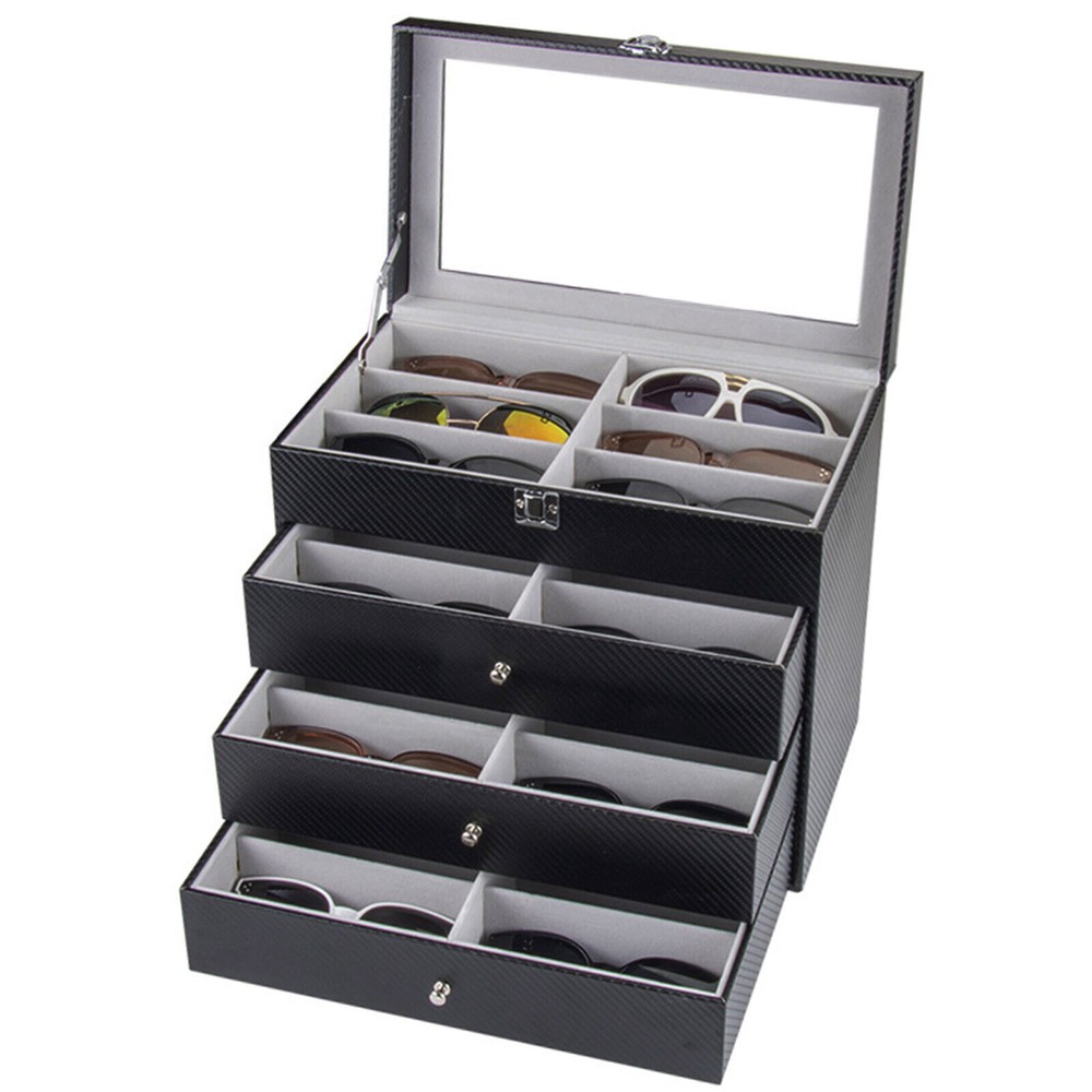 24-Slots Multiple Glasses Organizer Eyeglass Sunglass Storage Box Display Holder