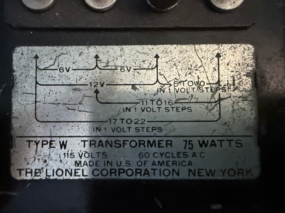 Pre-Type W Lionel Transformer 75 Watts Untested