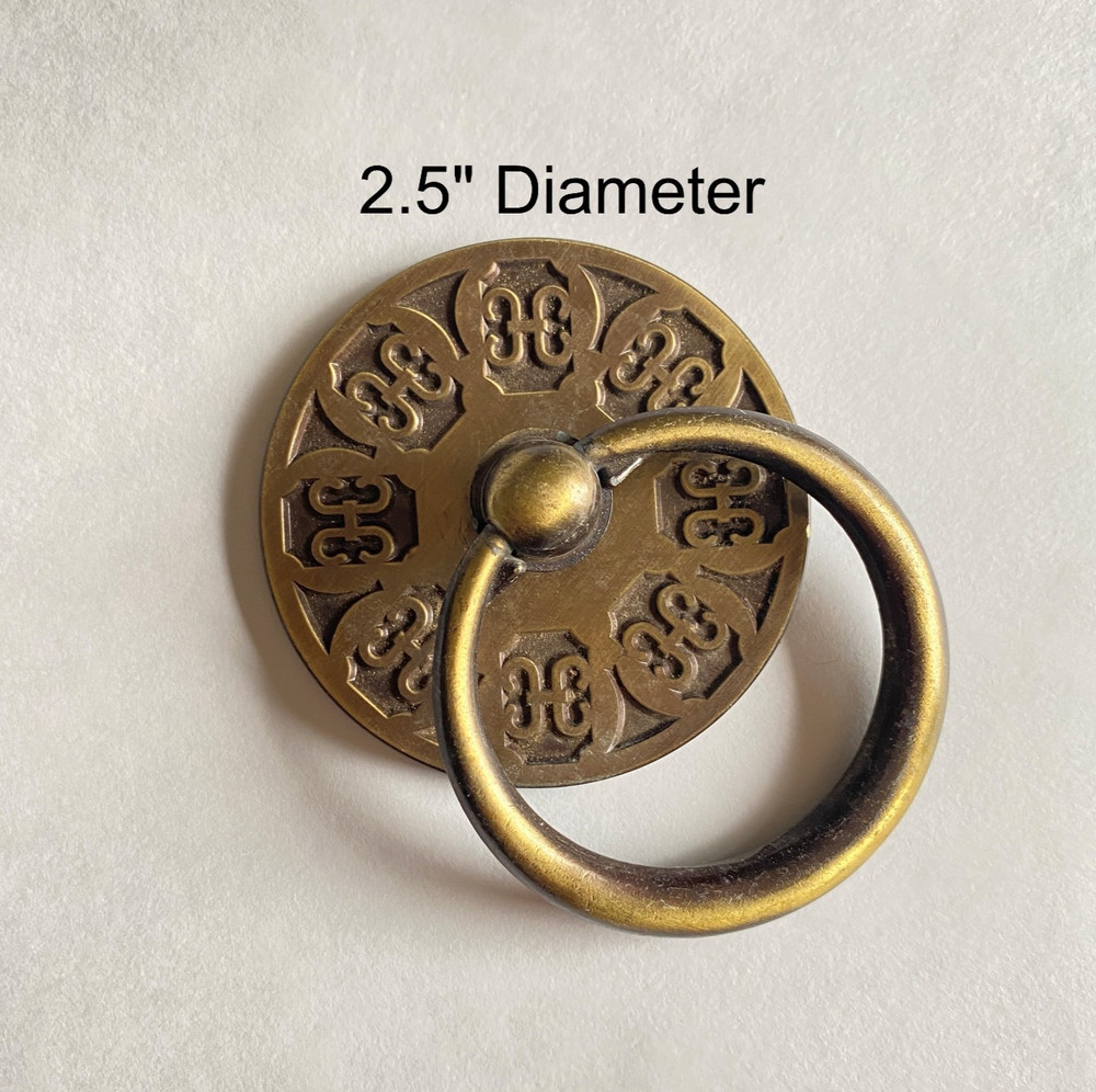 1960s 70s Large Vintage Drawer Pull Drop Ring