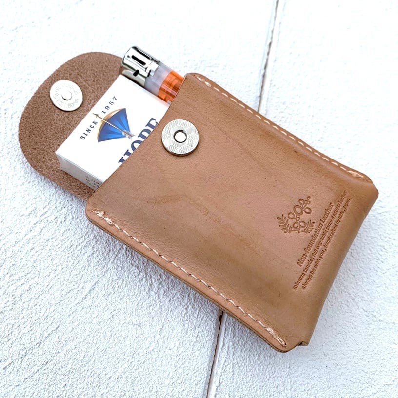 Genuine Cowhide Leather Short Cigarette Case w/ Magnetic Snap