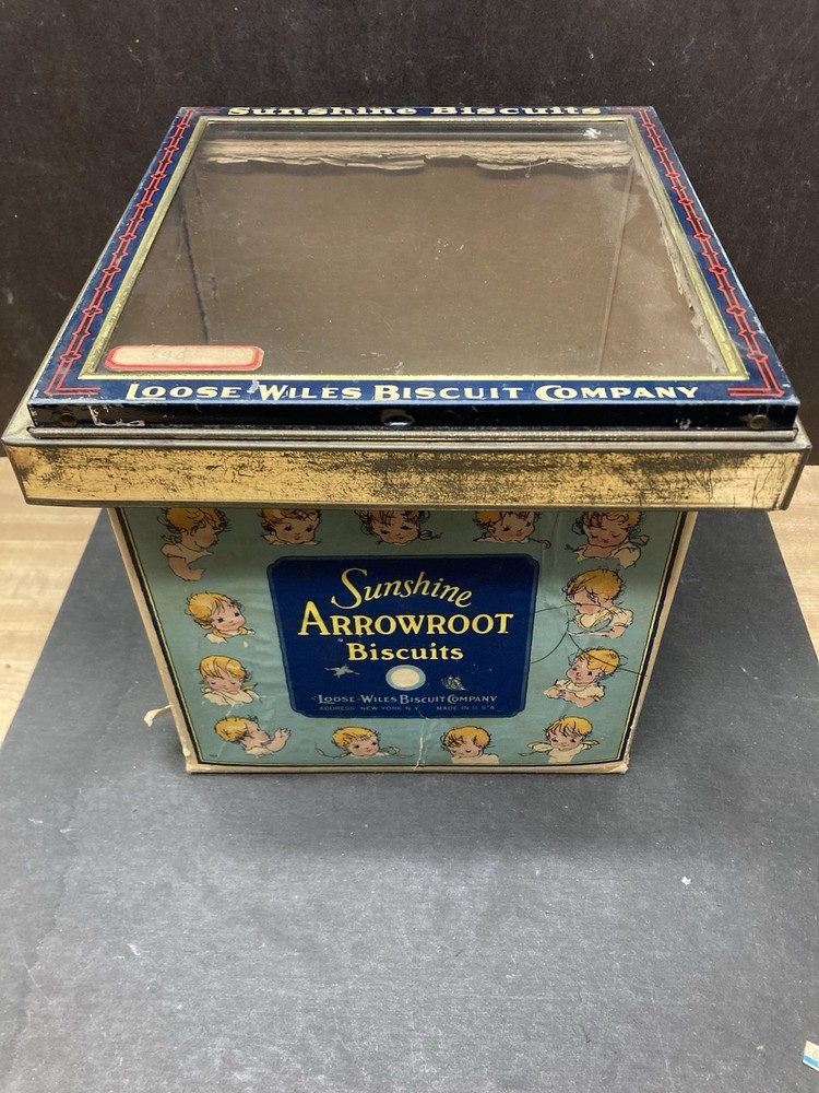 Sunshine Biscuits Glass Top Store Display Box