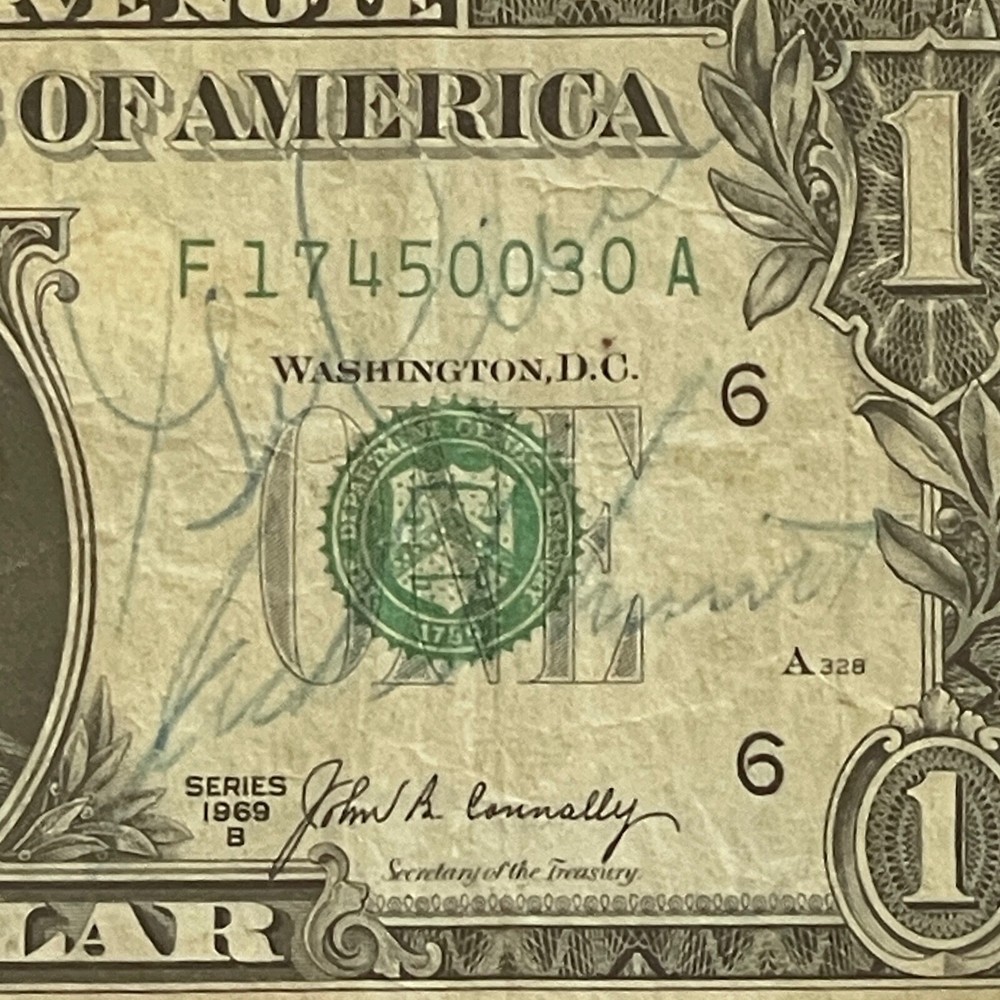 APOLLO 17 * PSA * Crew Signed Dollar Bill Autograph Gene CERNAN EVANS * SCHMIDT