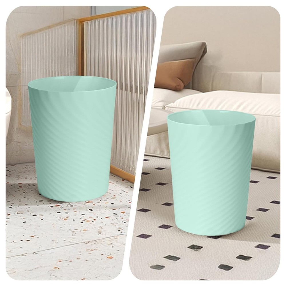 Small Plastic Trash Can - 1.8 Gallon - Green - Wastebasket Garbage Can Container
