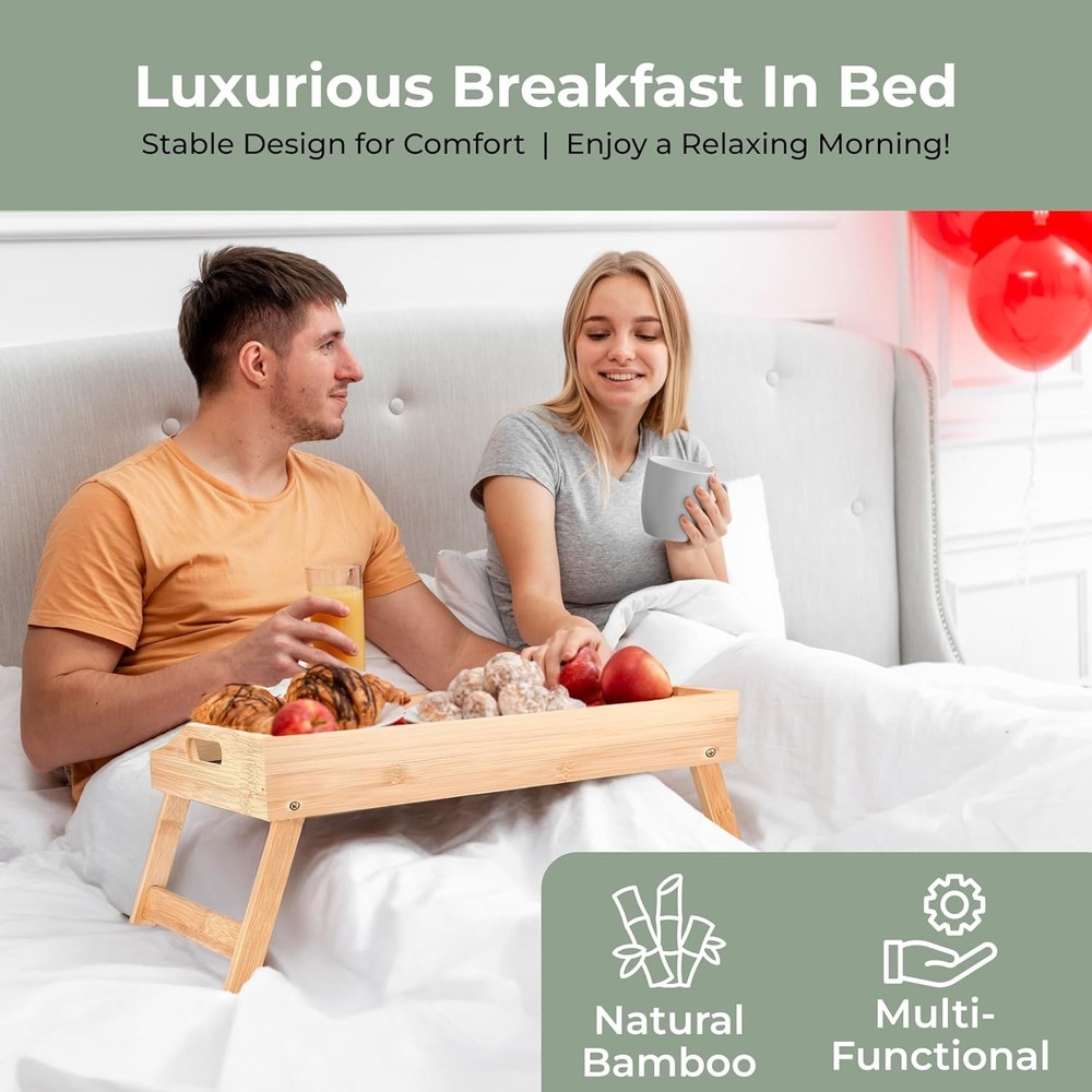 Hallops Bed Trays for Eating and Laptops - Adjustable, Foldable, and Spill-Resis