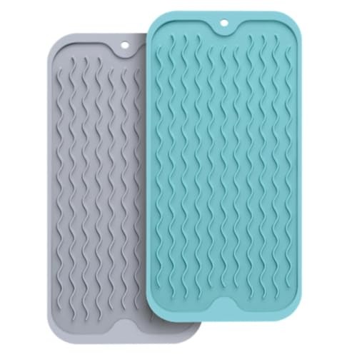 Armrouns Silicone Dish Drying Mat, Multipurpose Heat Small, Grey & Blue