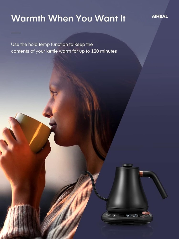 Electric Gooseneck Kettle Temperature Control Pour Over Electric Kettle Coffee &