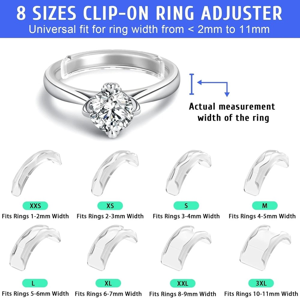 Eiito Ring Sizers & Guards for Loose Rings - Clip-Type 8 PCS + 6 PACK
