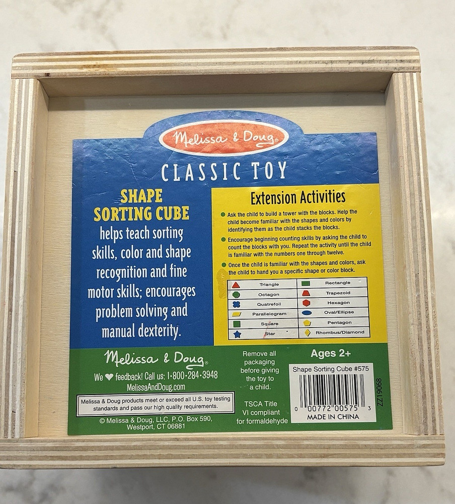 Shape Sorting Cube - Melissa & Doug COMPLETE WITH 12 BLOCKS