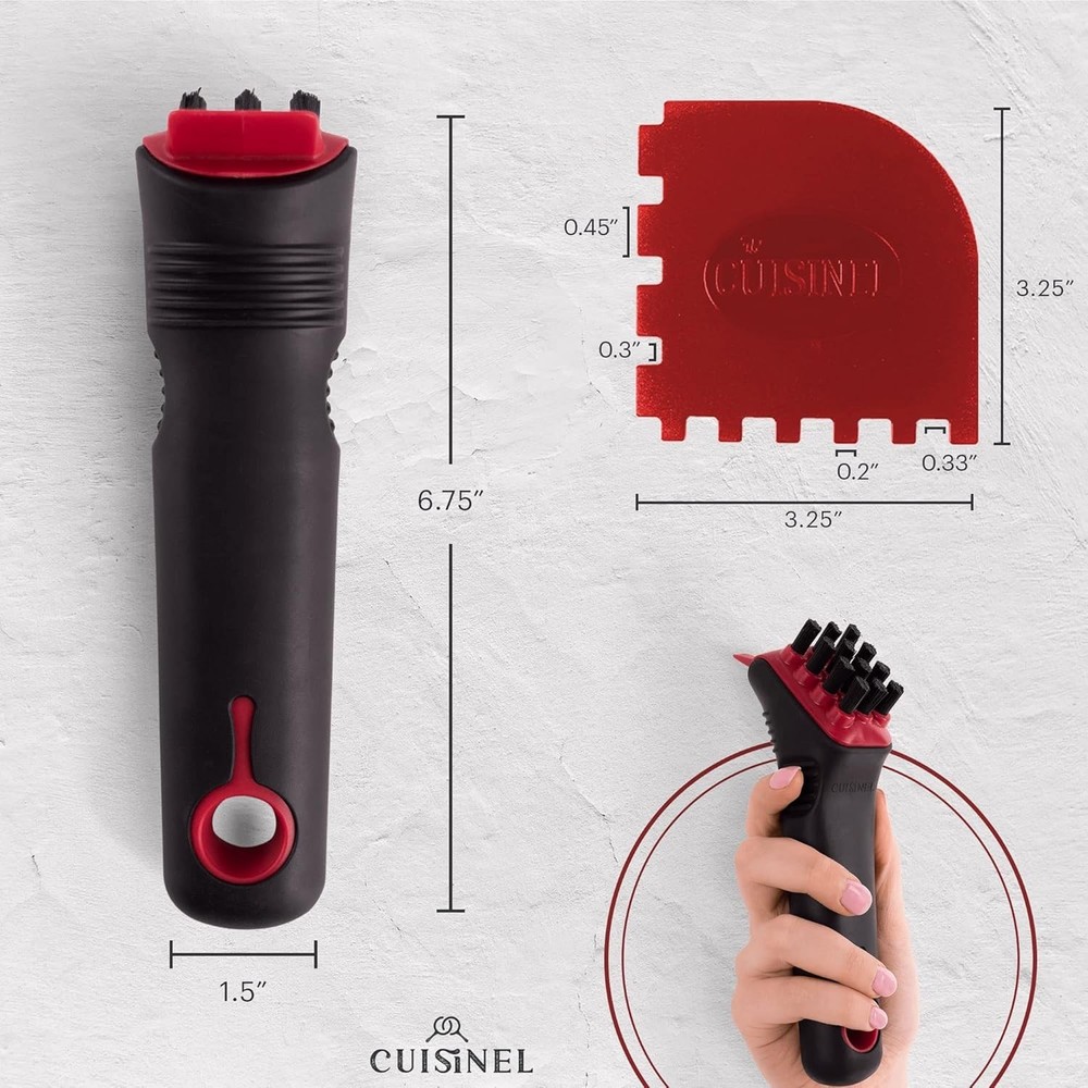 Compact Cast Iron Cleaning Brush & Ergonomic Pan Scraper - Kitchen Essential