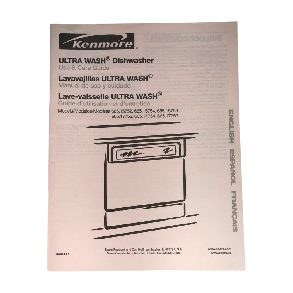 Sears Kenmore Dishwasher Documents (from around 2000–01)
