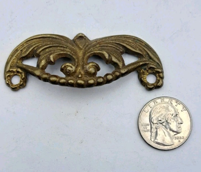 Antique Bin Pull Apothecary Drawer Pull Handle Old Eastlake Cast Brass Hardware