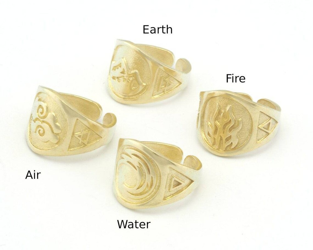 Four Elements Symbol Embossment Ring Adjustable Raw Brass (6-10US) 4671