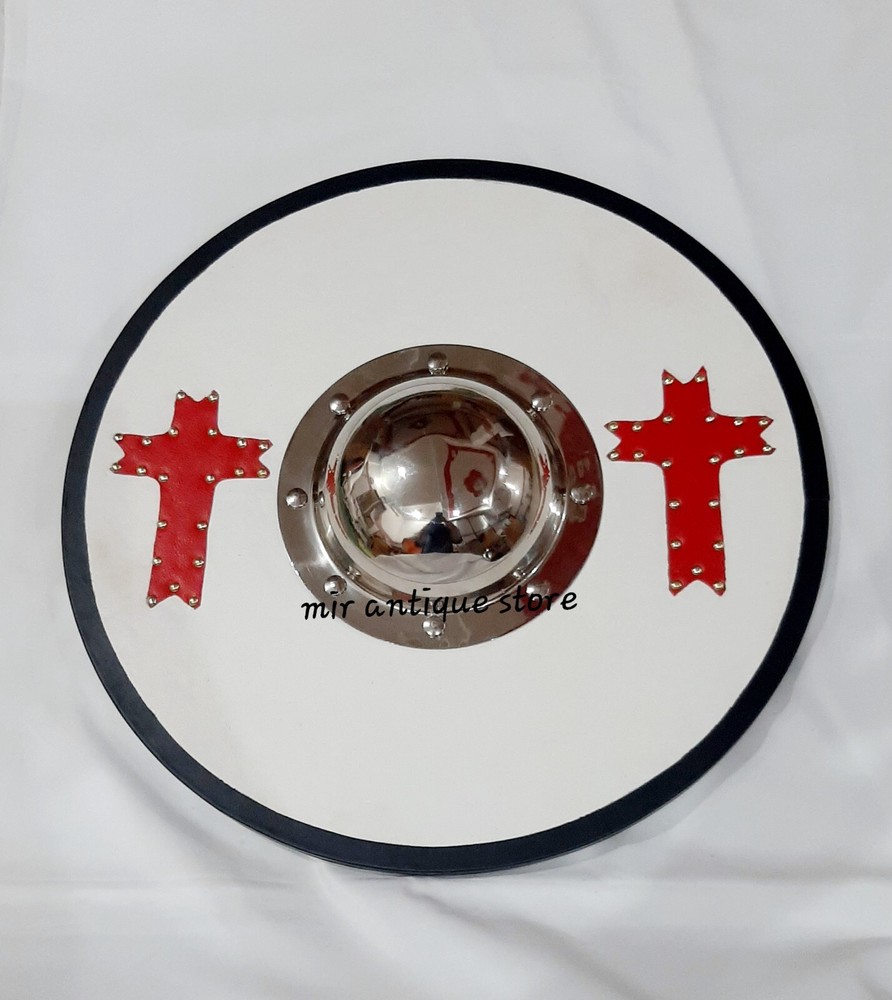 Viking Shield With Rad & White Medieval Shield With Boss wall hanging Home Decor