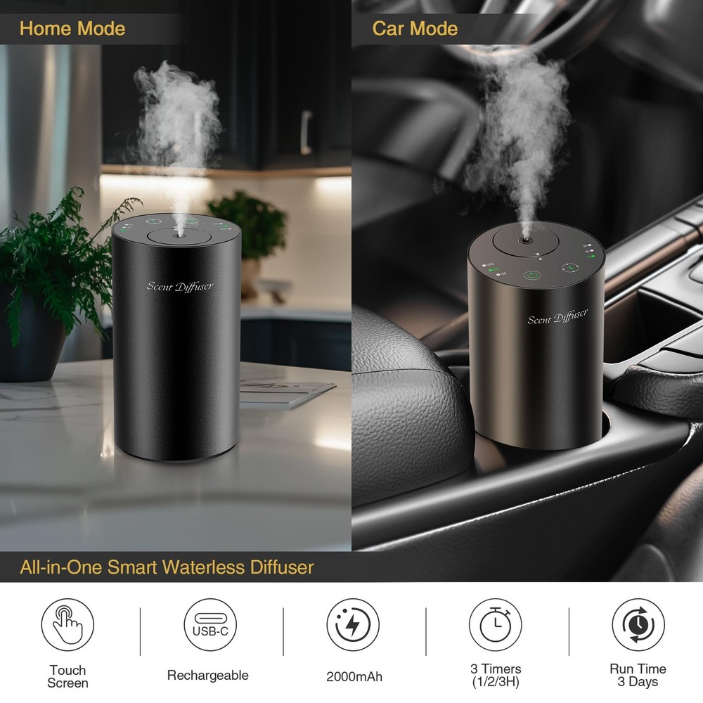 Waterless Essential Oil Diffuser Starter Kit - No Water Needed, Battery Opera...