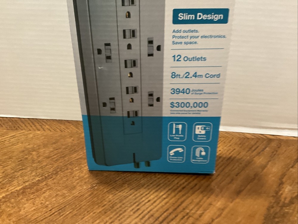 BELKIN SURGE PROTECTOR 12 OUTLETS 8FT/2.4M CORD SLIM DESIGN