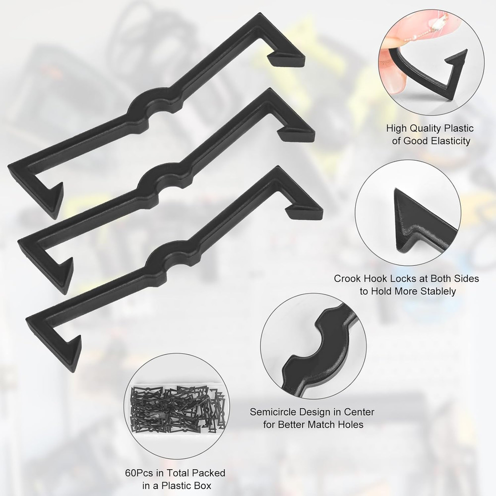 Black Peg Locks Plastic Pegboard Hook Locks Pegboard Display Hook Organizer Fixe
