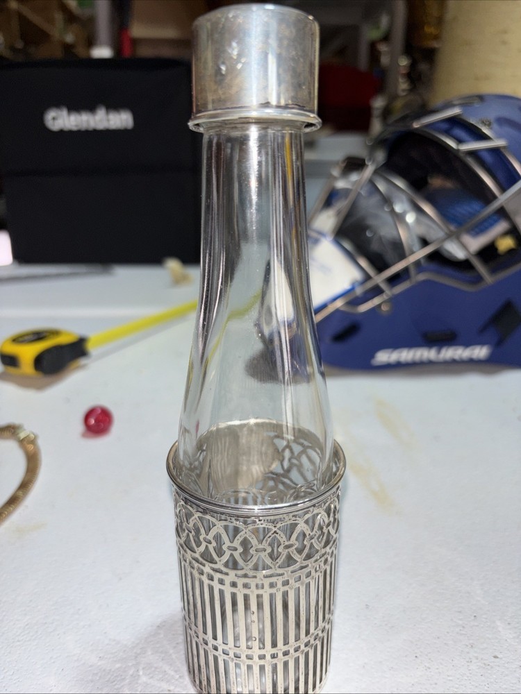 sterling silver overlay glass Bottle