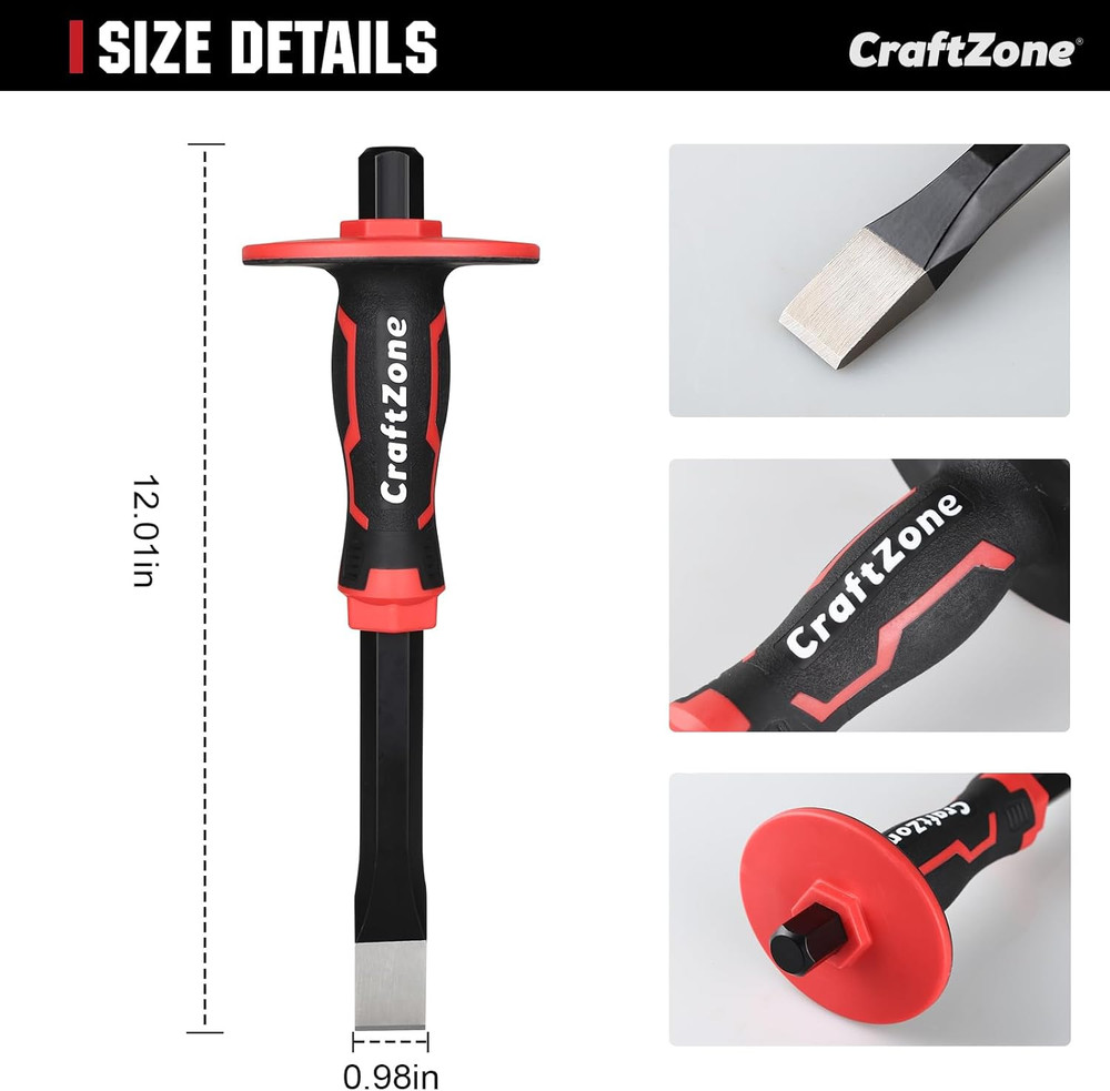 Masonry Chisel, Heavy Duty Flat End Rock Concrete Mortar Stone Brick Chisel with