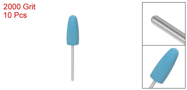 10pcs Rubber Polishing Bit Buffing Wheels 2000 Grit 10mm Cone Grinding Head