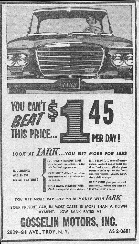 1963 Studebaker Lark Original Rare Newspaper Ad