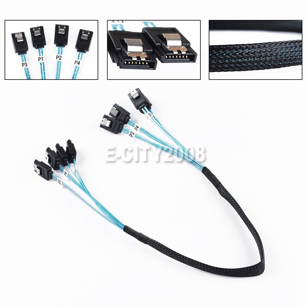 2Pcs 4 SATA 7pin to 4 SATA 7pin Target SSD Hard Disk Data Server Raid Cable 50CM